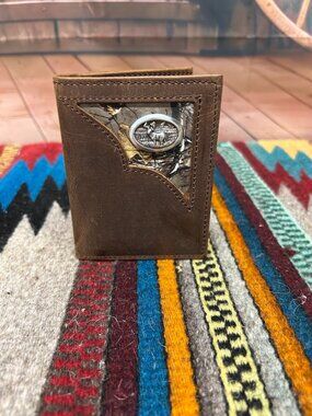 Badger Trifold Brown and Camo Wallet with Buck Concho